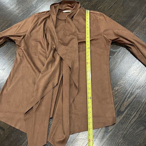 Soft Surroundings Jacket Women’s 1X Shape Drape Brown Faux Suede Waterfall - Picture 6 of 7